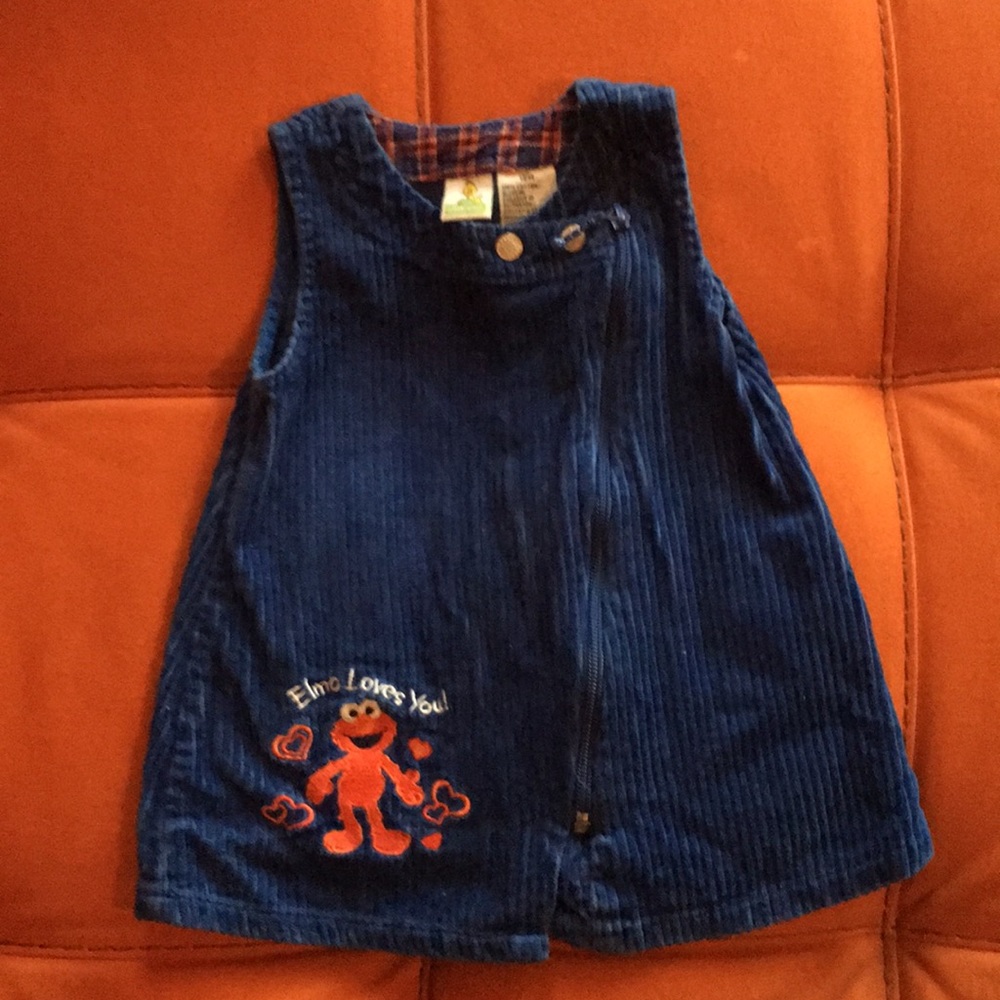 Sesame street toddlers blue corduroy dress 18m!